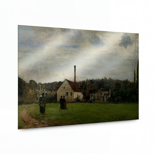 Obraz Camille Pissarro — The Little Factory — umělecká reprodukce na hliníku — umělecká reprodukce na hliníku