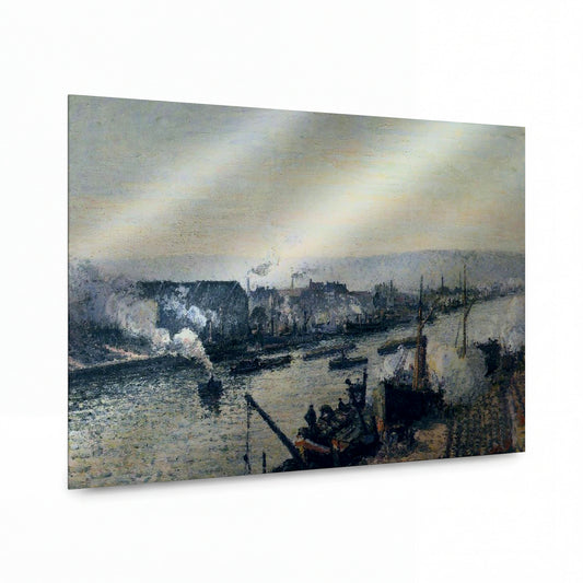 Obraz Camille Pissarro — Přístav v Rouenu Saint-Sever — umělecký kovový obraz s vysokým leskem — umělecký kovový obraz s vysokým leskem