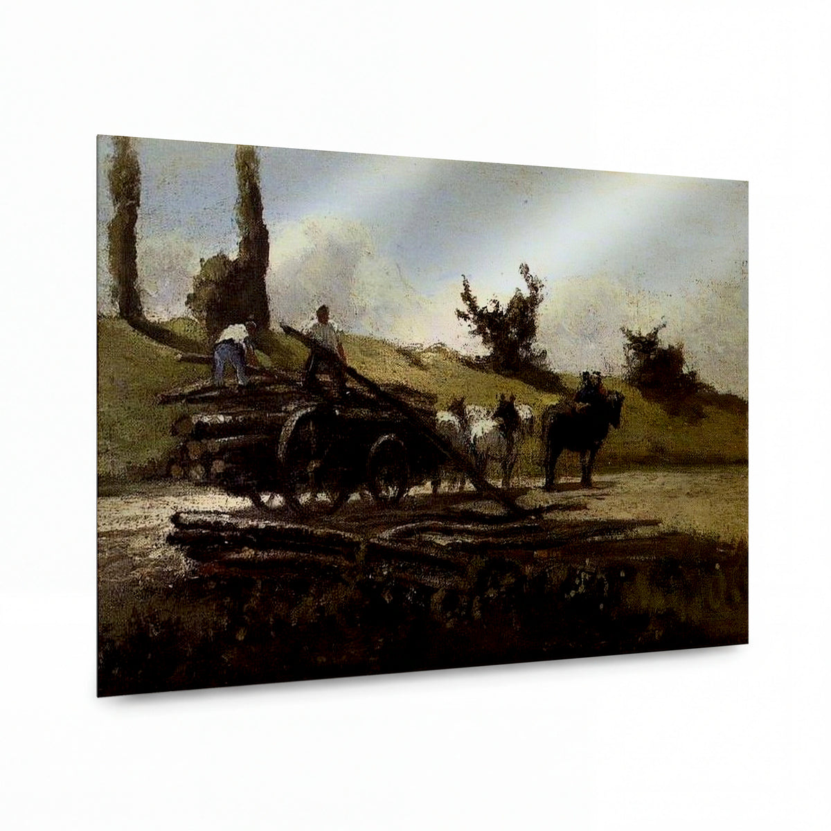 Obraz Camille Pissarro — The Wood Cart — reprodukce na lesklém hliníkovém panelu