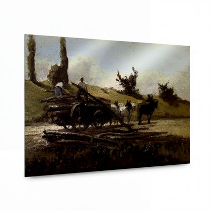 Obraz Camille Pissarro — The Wood Cart — reprodukce na lesklém hliníkovém panelu