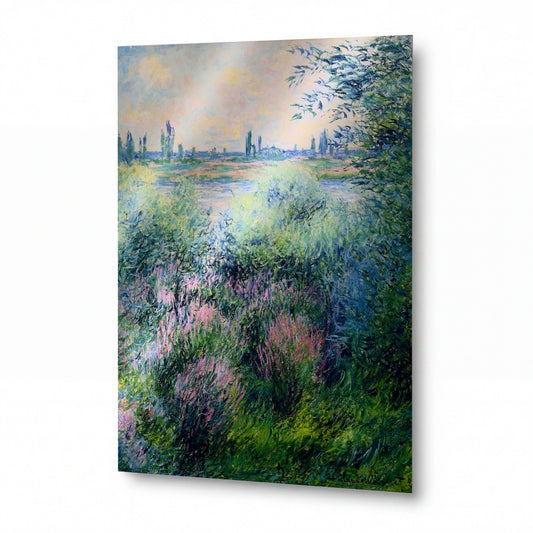 Obraz Camille Pissarro — View of Pontoise — umělecký kovový obraz s vysokým leskem