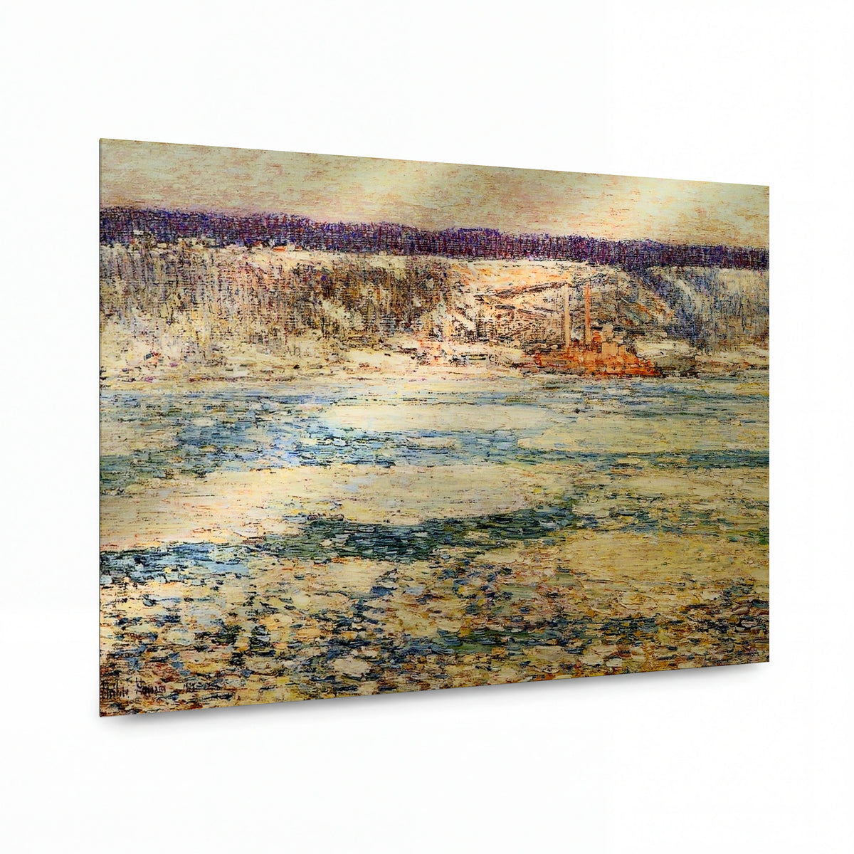 Obraz Frederick Childe Hassam — Ice on the Hudson, 1908 — reprodukce na lesklém hliníkovém panelu — reprodukce na lesklém hliníkovém panelu