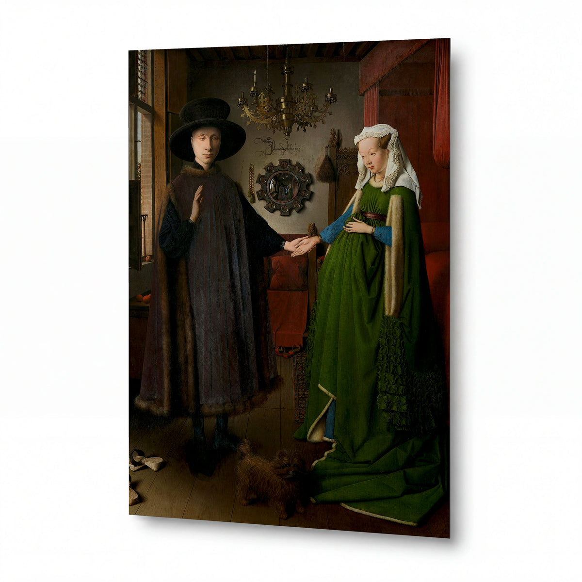 Obraz Jan van Eyck — Manželé Arnolfiniovi — umělecká reprodukce na hliníku — umělecká reprodukce na hliníku