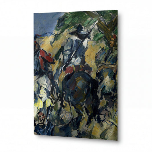 Obraz Claude Monet — Jezdci na koních v krajině — kovový obraz s vysokým leskem