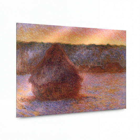 Obraz Claude Monet — Stoh sena v zasněžené krajině — kovová reprodukce s vysokým leskem