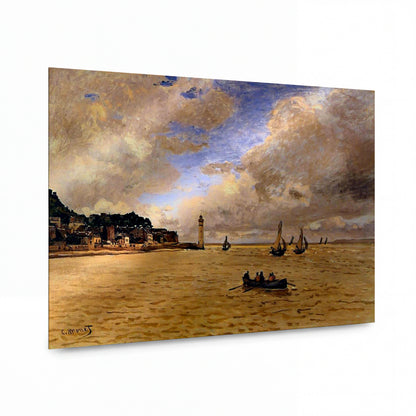Obraz Claude Monet — Pobřeží s majákem a plachetnicemi — kovový obraz na hliníkovém panelu