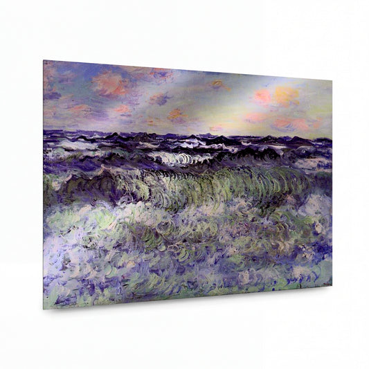 Obraz Claude Monet — Rozbouřené moře s vlnami — reprodukce na kovovém panelu s vysokým leskem