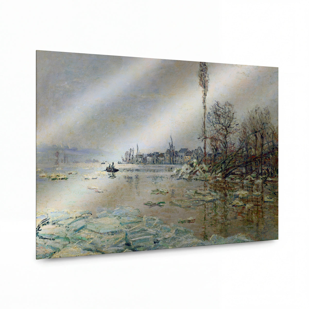 Obraz Claude Monet — Zimní krajina s řekou a ledem — lesklý kovový obraz