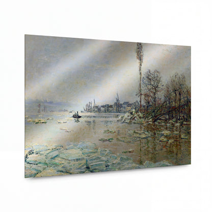Obraz Claude Monet — Zimní krajina s řekou a ledem — lesklý kovový obraz