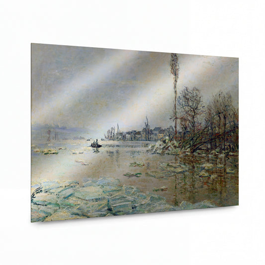 Obraz Claude Monet — Zimní krajina s řekou a ledem — lesklý kovový obraz