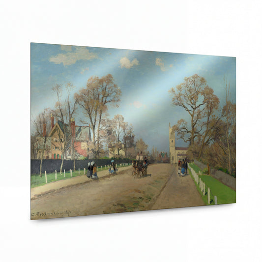 Obraz Camille Pissarro — The Avenue, Sydenham — kovový obraz s vysokým leskem — kovový obraz s vysokým leskem