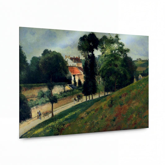 Obraz Camille Pissarro — The Saint-Antoine Road at the Hermitage, Pontoise — reprodukce na lesklém hliníkovém panelu — reprodukce na lesklém hliníkovém panelu