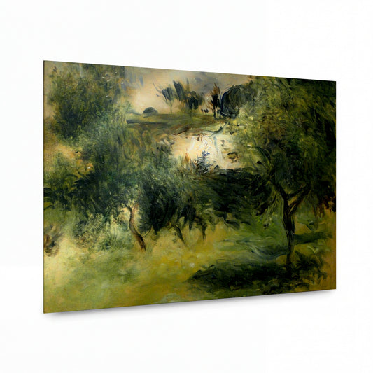 Obraz Pierre Auguste Renoir — Landscape with Trees 02 — kovový obraz na hliníkovém panelu — kovový obraz na hliníkovém panelu