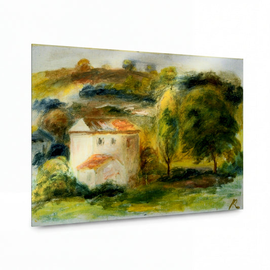 Obraz Pierre-Auguste Renoir — Landscape with White House 01 — kovová reprodukce s vysokým leskem