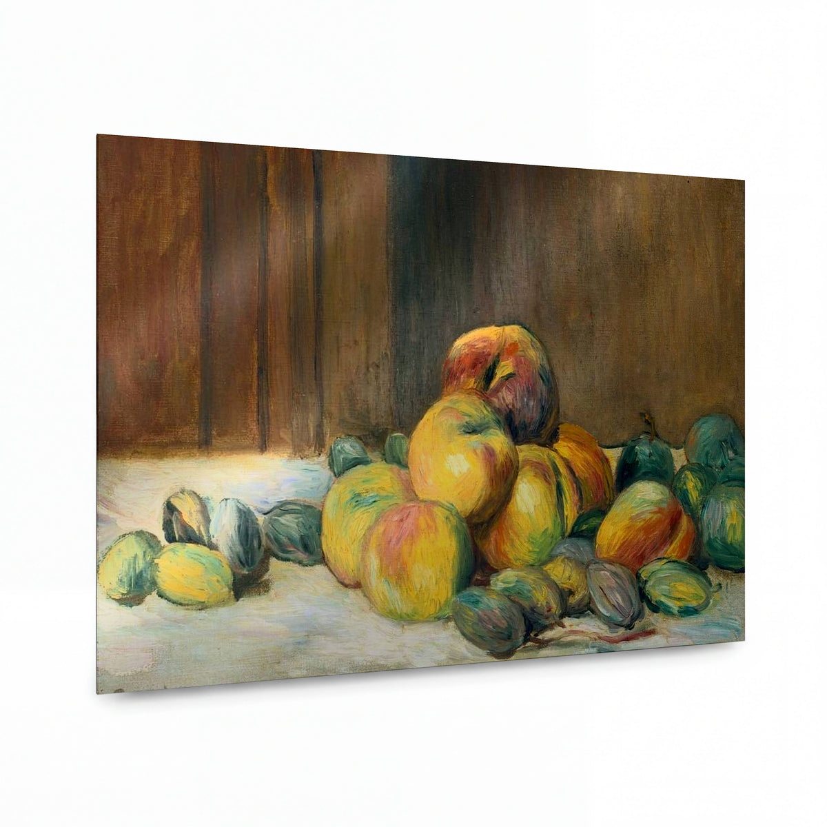 Obraz Pierre-Auguste Renoir — Broskve a mandle — kovový obraz na hliníkovém panelu