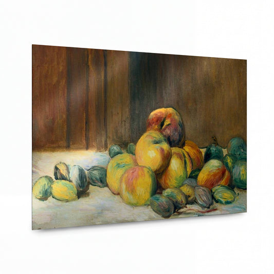 Obraz Pierre-Auguste Renoir — Broskve a mandle — kovový obraz na hliníkovém panelu