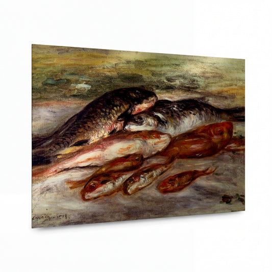 Obraz Pierre-Auguste Renoir — Zátiší s rybami — lesklý obraz na hliníku — lesklý obraz na hliníku