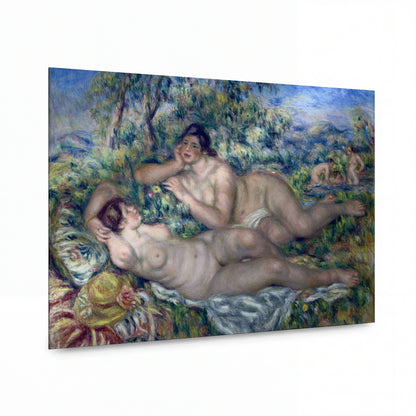 Obraz Pierre-Auguste Renoir — Koupající se ženy — reprodukce na kovovém panelu s vysokým leskem