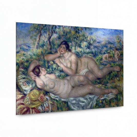 Obraz Pierre-Auguste Renoir — Koupající se ženy — reprodukce na kovovém panelu s vysokým leskem