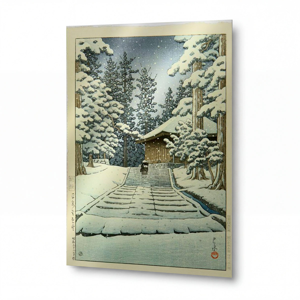 Obraz Kawase Hasui — Zasněžená cesta ke svatyni — umělecká reprodukce na hliníku