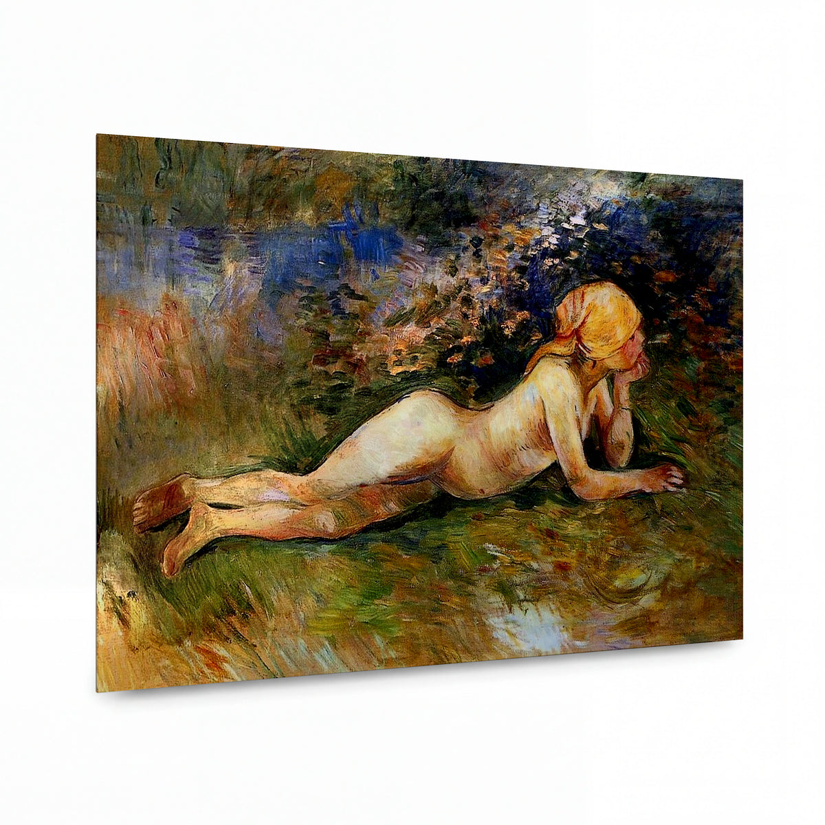 Obraz Berthe Morisot — The Reclining Shepherdess — reprodukce na lesklém hliníkovém panelu — reprodukce na lesklém hliníkovém panelu