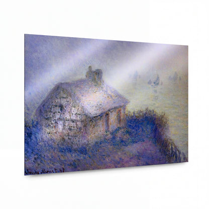 Obraz Claude Monet — Venkovská chalupa v mlze — prémiová reprodukce na kovovém panelu
