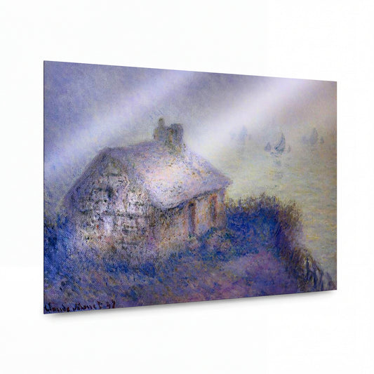 Obraz Claude Monet — Venkovská chalupa v mlze — prémiová reprodukce na kovovém panelu