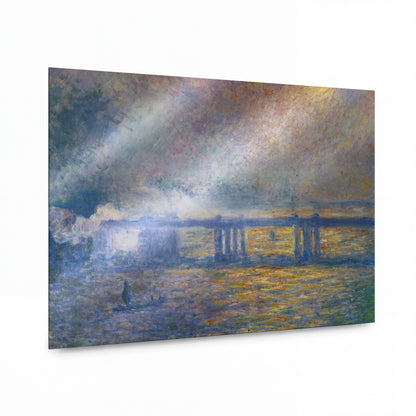 Obraz Claude Monet — Most Charing Cross nad Temží — reprodukce na kovovém panelu s vysokým leskem