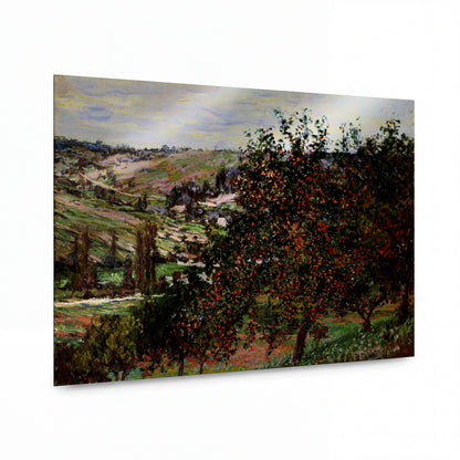 Obraz Claude Monet — Jabloňový sad v květu — kovový obraz na hliníkovém panelu — kovový obraz na hliníkovém panelu