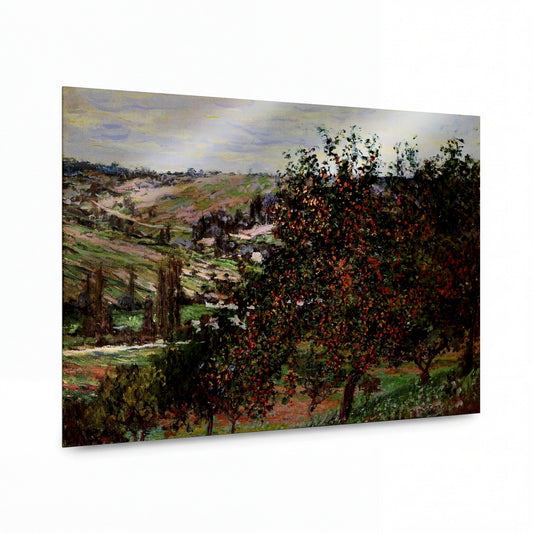 Obraz Claude Monet — Jabloňový sad v květu — kovový obraz na hliníkovém panelu — kovový obraz na hliníkovém panelu