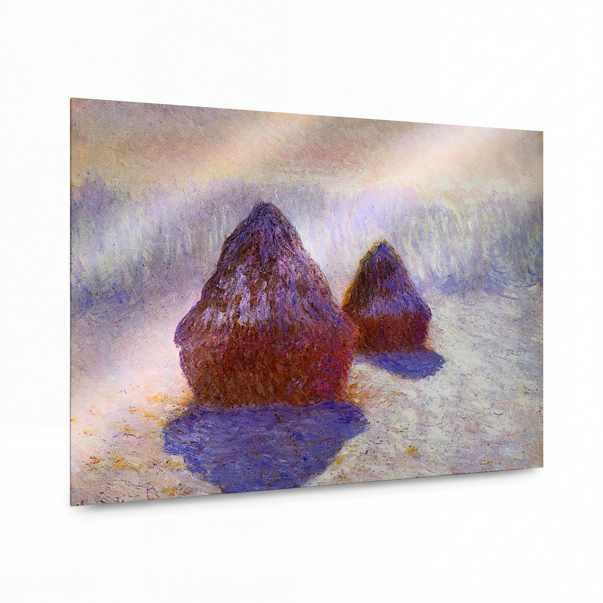 Obraz Claude Monet — Stoh sena v zimním slunci — luxusní reprodukce na kovu — luxusní reprodukce na kovu
