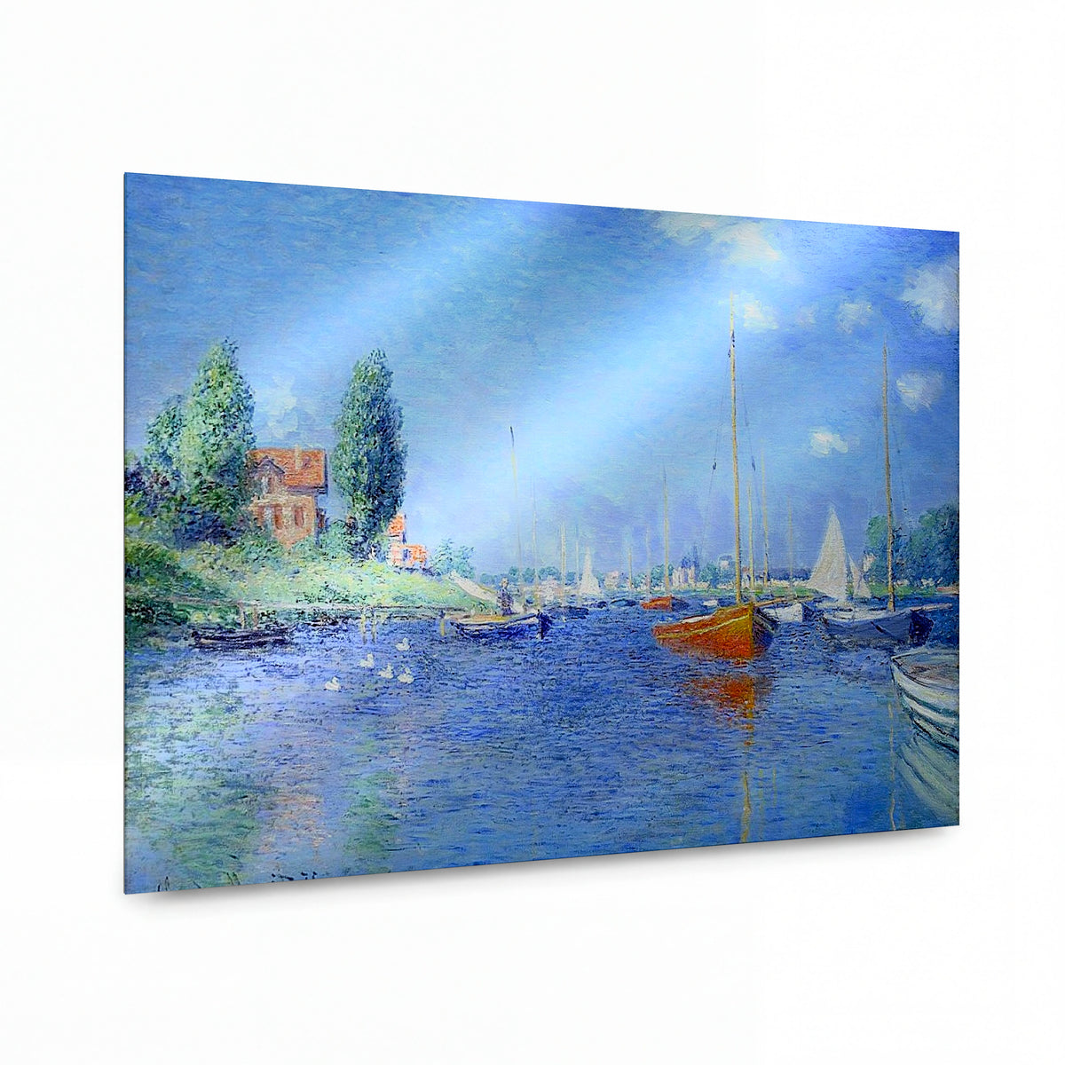 Obraz Claude Monet — Plachetnice na řece u Argenteuil — kovová reprodukce s vysokým leskem