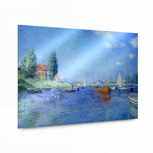 Obraz Claude Monet — Plachetnice na řece u Argenteuil — kovová reprodukce s vysokým leskem