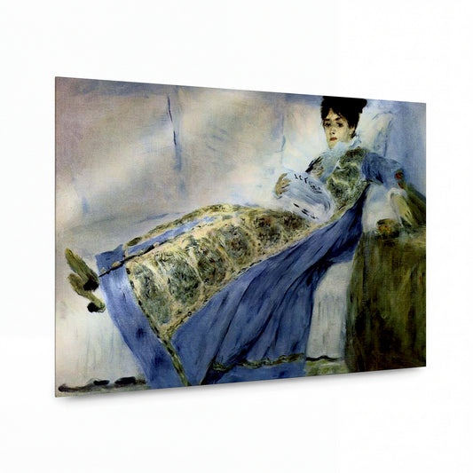 Obraz Claude Monet — Žena s knihou na pohovce — luxusní reprodukce na kovu