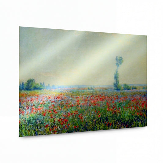 Obraz Claude Monet — Makové pole s osikou — reprodukce na kovovém panelu s vysokým leskem — reprodukce na kovovém panelu s vysokým leskem