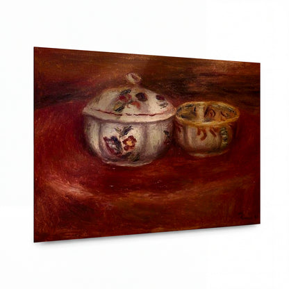 Obraz Pierre Auguste Renoir — Sugar Bowl and Earthenware Bowl — lesklý kovový obraz — lesklý kovový obraz