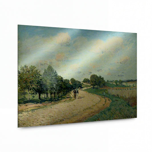 Obraz Alfred Sisley — Cesta do Mantes — kovový obraz na hliníkovém panelu — kovový obraz na hliníkovém panelu