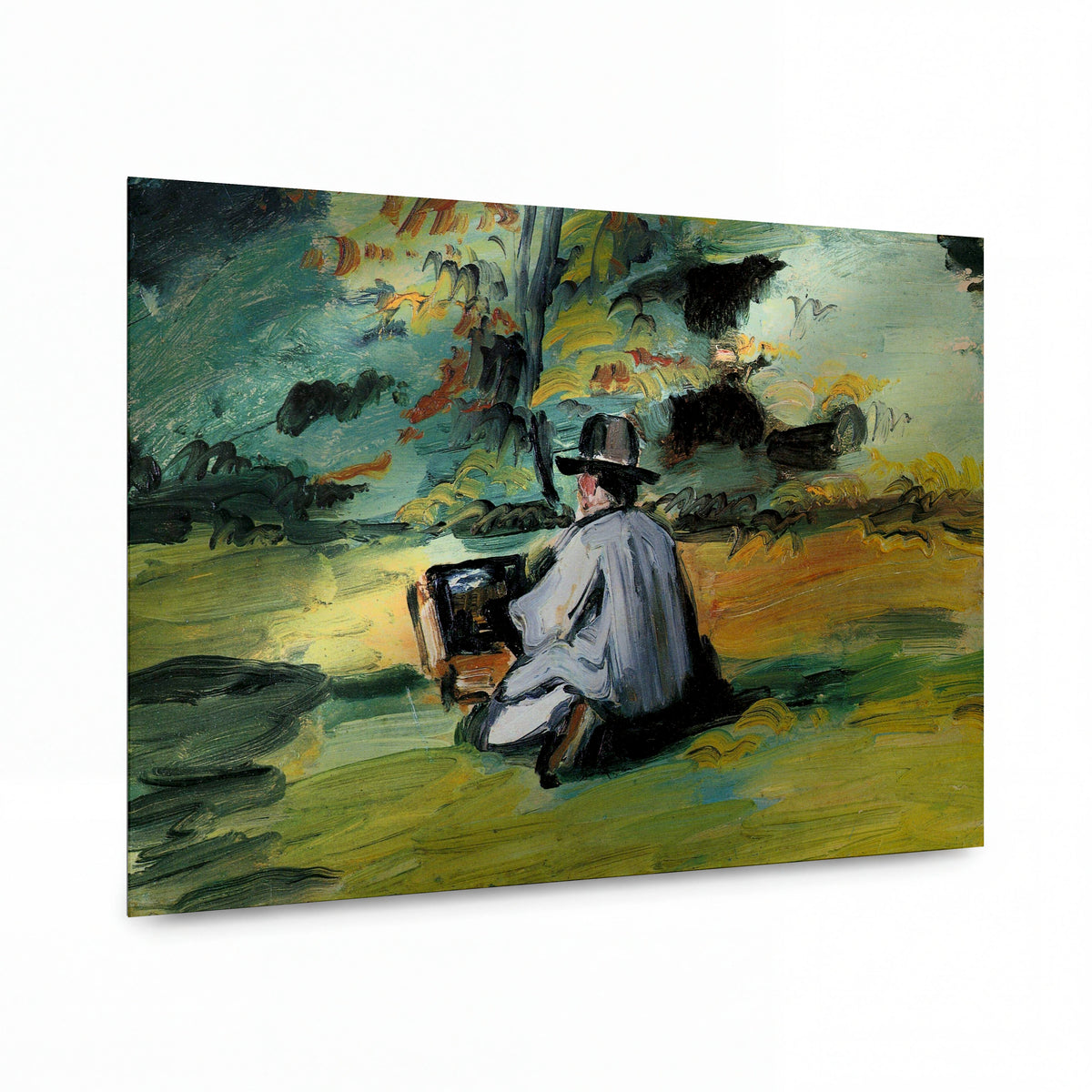 Obraz Paul Cézanne — The Artist at the Work — kovový obraz s vysokým leskem — kovový obraz s vysokým leskem