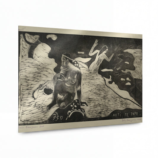 Obraz Paul Gauguin — Auti Te Pape (Woman in the River) — reprodukce na kovovém panelu s vysokým leskem