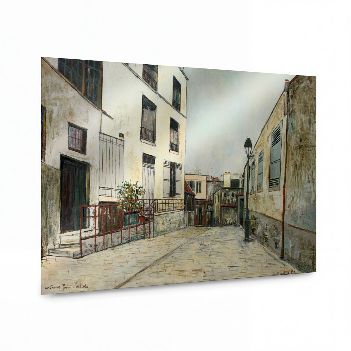 Obraz Maurice Utrillo — Dead-End at Montmartre — reprodukce na kovovém panelu s vysokým leskem