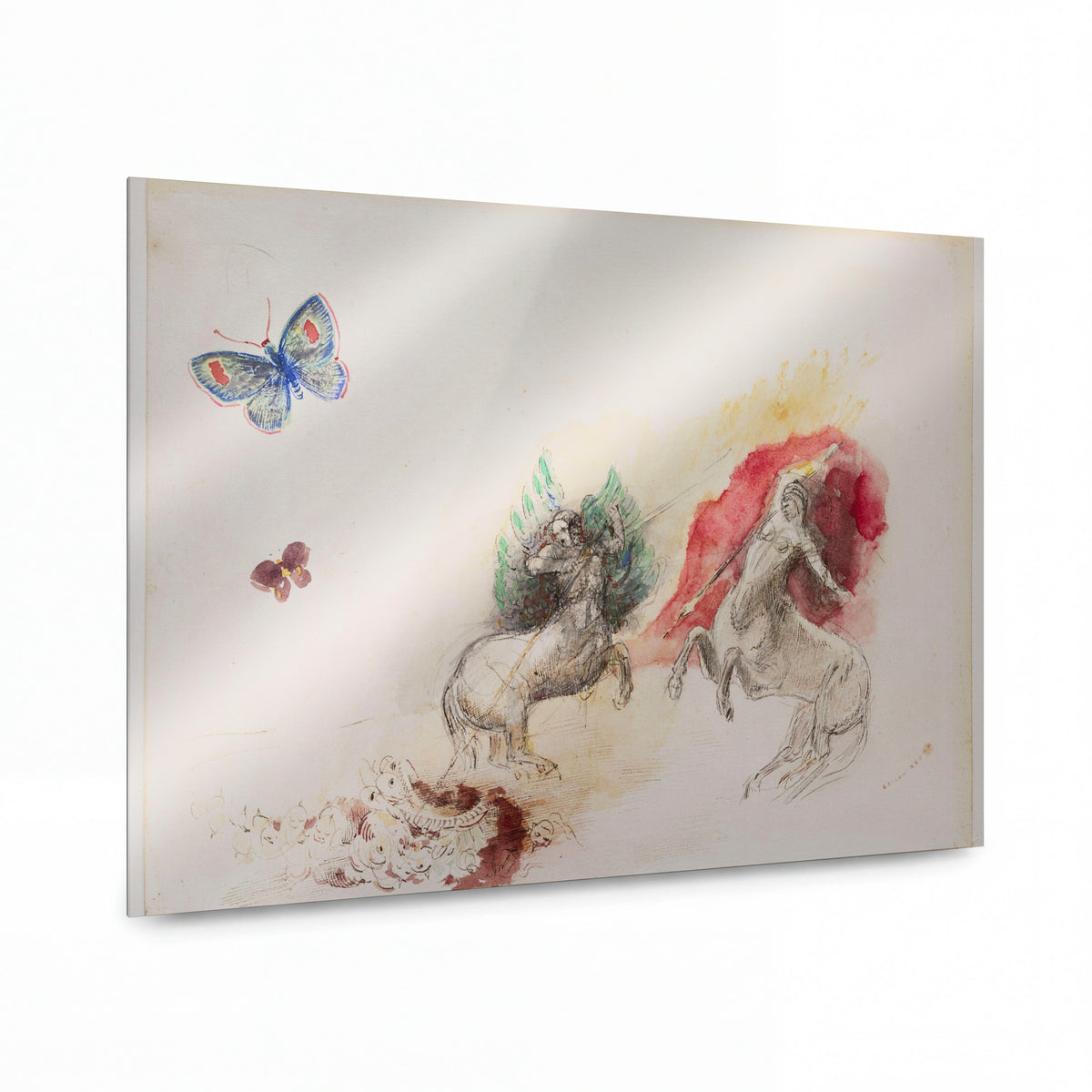 Obraz Odilon Redon — Fight of the Centaurs — prémiová reprodukce na kovovém panelu
