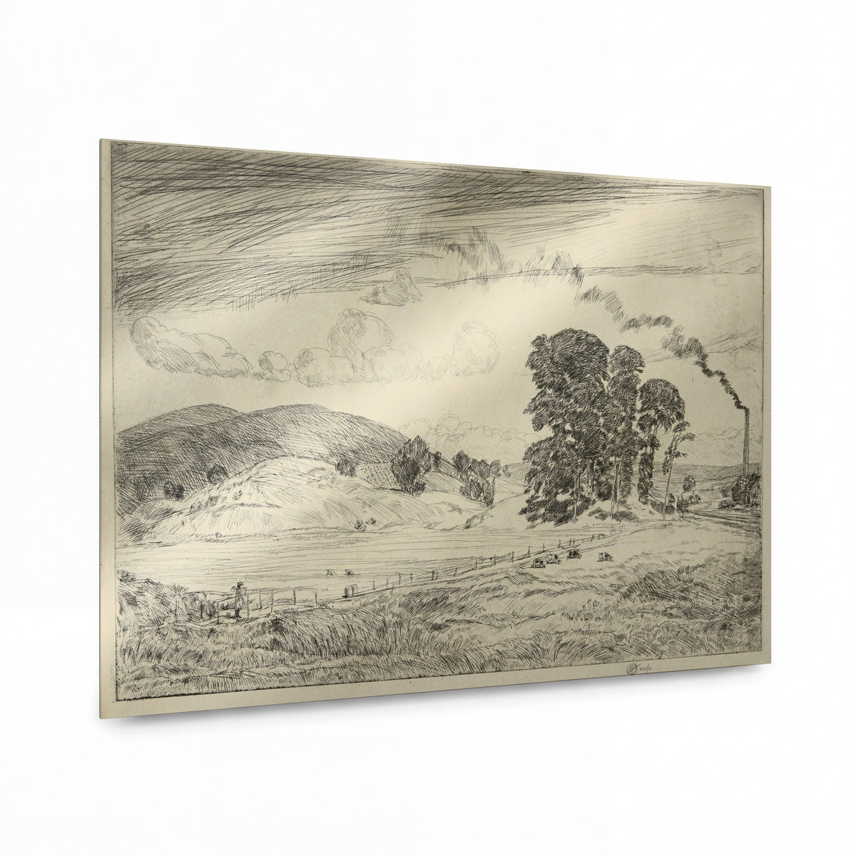 Obraz Frederick Childe Hassam — Danbury Hills — kovová reprodukce s vysokým leskem — kovová reprodukce s vysokým leskem