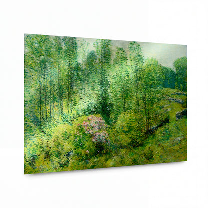 Obraz Frederick Childe Hassam — Spring Landscape with a Farmer and White Horse — hliníkový panel s vysokým leskem — hliníkový panel s vysokým leskem