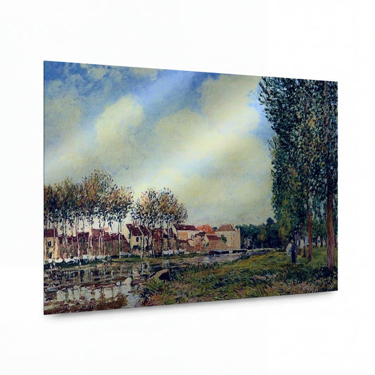 Obraz Alfred Sisley — Banks of the Loing at Moret, Morning, 1886 — prémiová reprodukce na kovovém panelu — prémiová reprodukce na kovovém panelu
