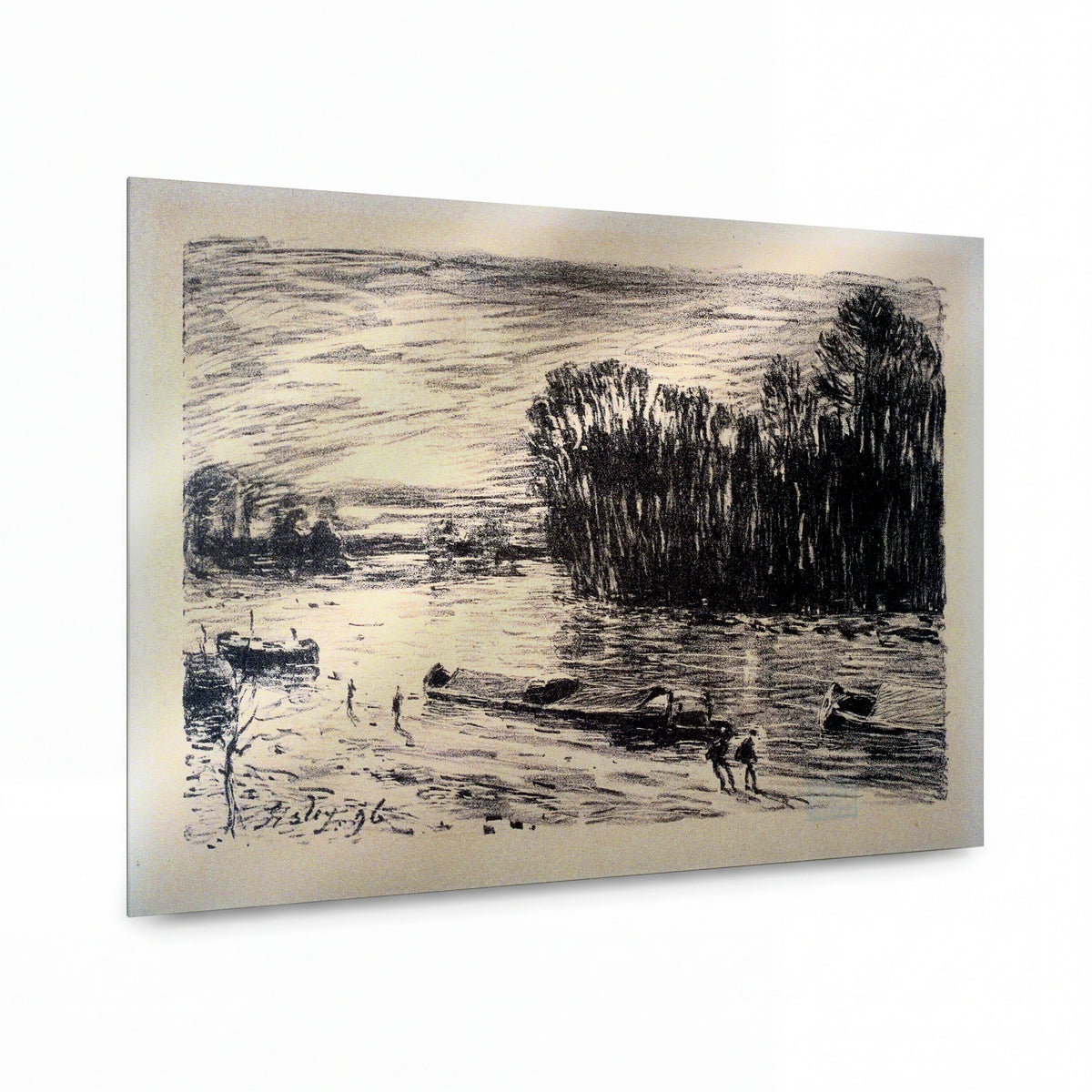 Obraz Alfred Sisley — Banks of the Loing at Saint-Mammes — prémiová reprodukce na kovovém panelu — prémiová reprodukce na kovovém panelu