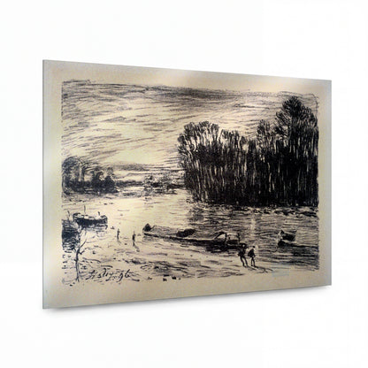 Obraz Alfred Sisley — Banks of the Loing at Saint-Mammes — prémiová reprodukce na kovovém panelu — prémiová reprodukce na kovovém panelu