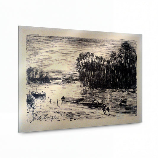 Obraz Alfred Sisley — Banks of the Loing at Saint-Mammes — prémiová reprodukce na kovovém panelu — prémiová reprodukce na kovovém panelu