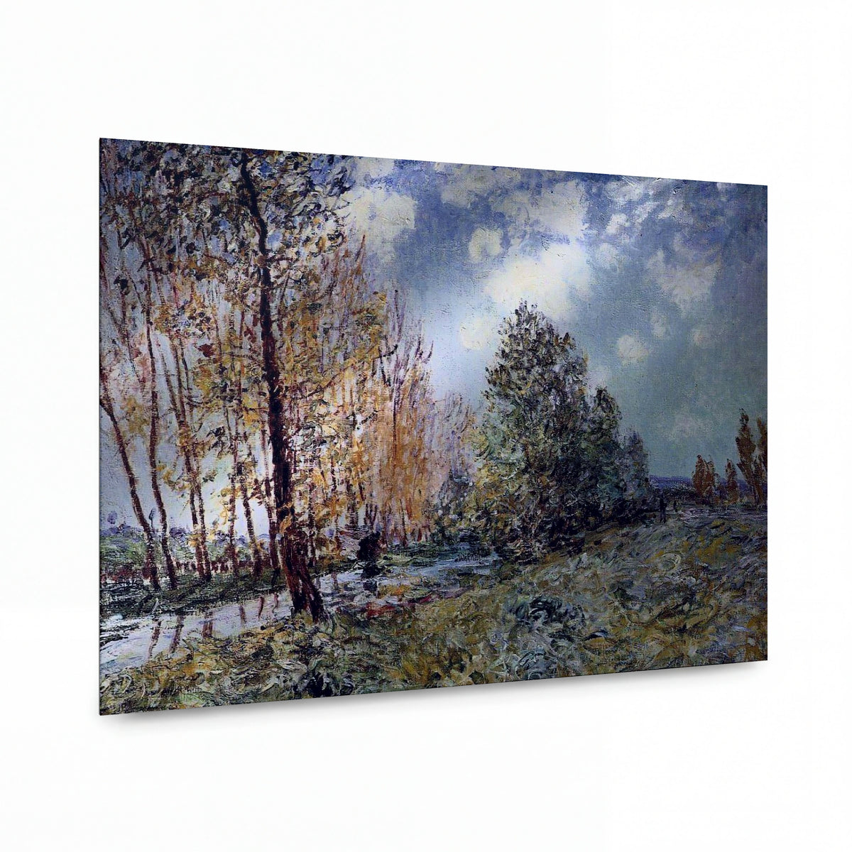 Obraz Alfred Sisley — By the River — kovový obraz s vysokým leskem