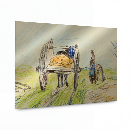 Obraz Alfred Sisley — Carrige and Peasant — luxusní reprodukce na kovu — luxusní reprodukce na kovu