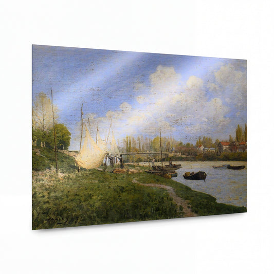 Obraz Alfred Sisley — Fishermen Mending Nets — kovový obraz s vysokým leskem